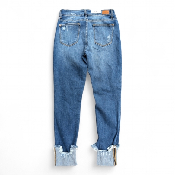 Judy Blue Mid-rise Slim Fit Destroyed Extreme Cuffed Jeans 9 / 29 NWT JB82113DK - Picture 3 of 10